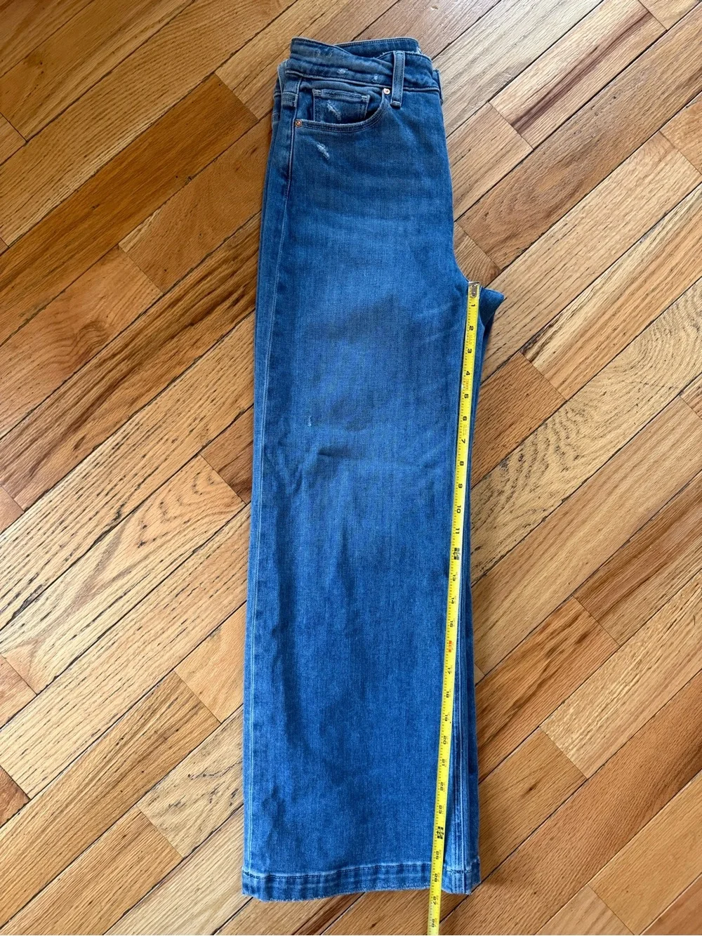 PAIGE Anessa Wide Leg Jeans Med Wash Womens Size 27 High Rise Stretch Distressed